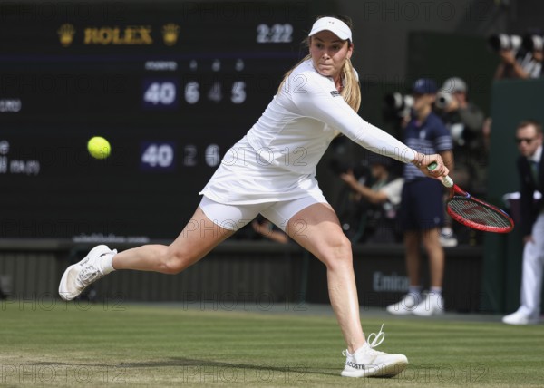 Croatian tennis player Donna Vekic in action at the 2024 Wimbledon Championships, London, England, United Kingdom, Europe