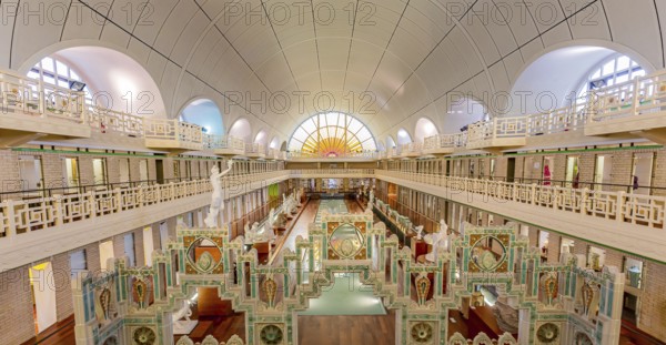 ROUBAIX, FRANCE, JUNE 14, 2024 : interiors Art Deco decors and sculptures of the olympic swimming pool La Piscine, built year 1927 by the Lille architect, Albert Baert