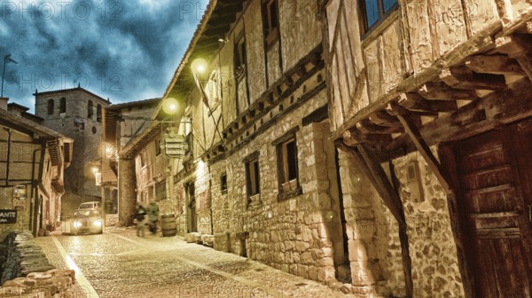 Street Scene, Traditional Architecture, Calatañazor, Medieval Town, Soria, Castilla y León, Spain, Europe