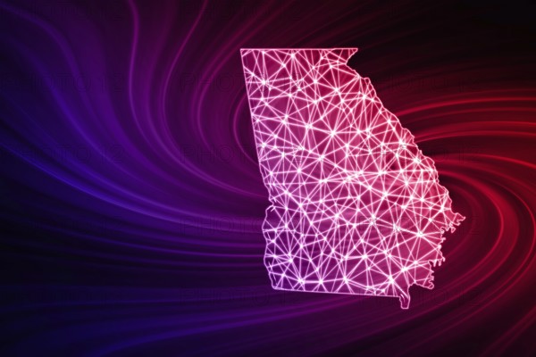 Map of Georgia, Polygonal mesh line map, modern map