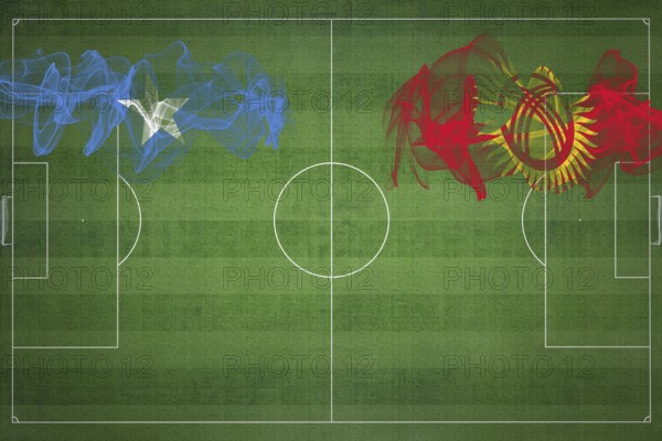 Somalia vs Kyrgyzstan Soccer Match, national colors, national flags, soccer field, football game, Competition concept, Copy space