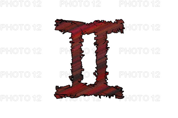 Gemini zodiac sign, Twins horoscope symbol, with clipping path