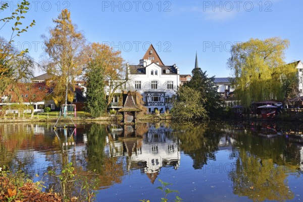 Europe, Germany, Lower Saxony, Hamburg Metropolitan Region, Hanseatic City of Buxtehude, City Park, White Villa, Autumn, Europe