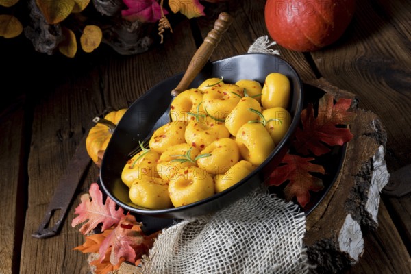 Delicious autumn dumplings with Hokkaido pumpkin puree