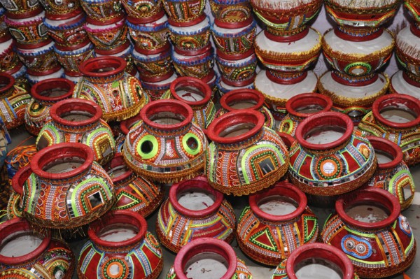 Decorated Earthen Pot Navaratri Festival, Mumbai, maharashtra, India, Asia, MR#793B, Asia