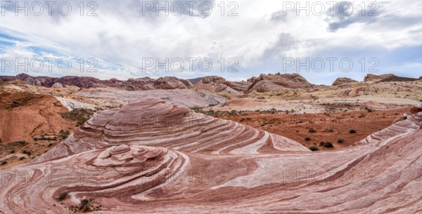 Iconic Fire Wave rock formation in the Valley of Fire State Park, USA, North America