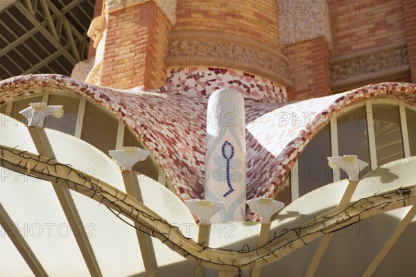 Vaencia Modernist detail of Colon Market with mosaic tiles at Spain