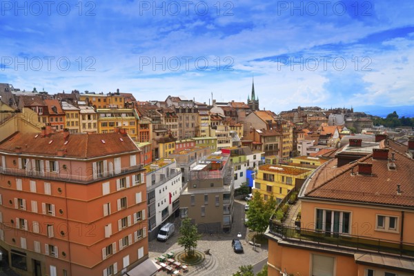 Lausanne city in Switzerland Swiss aerial