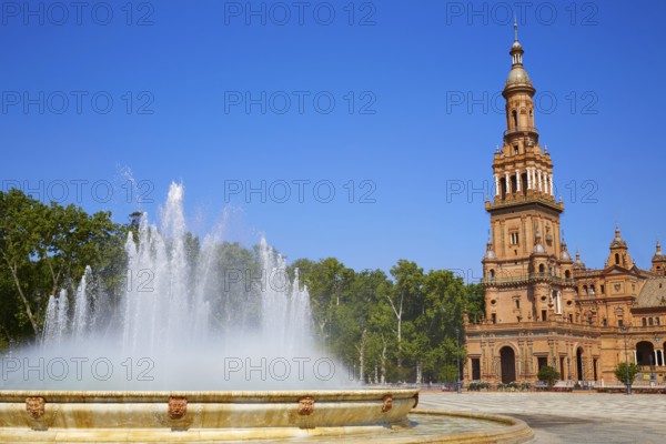 Seville Sevilla Plaza de Espana fountain Andalusia Spain square