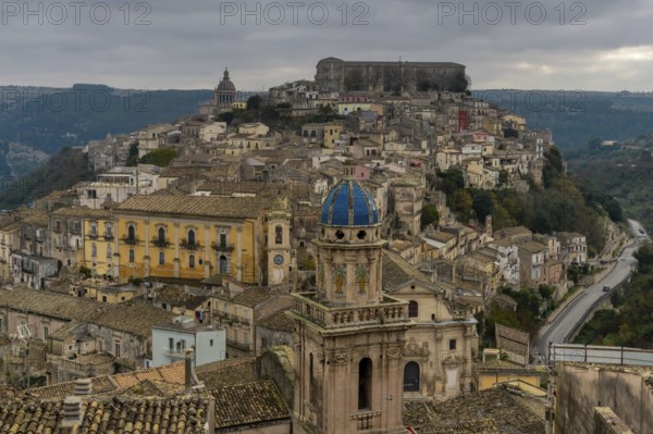 Ragusa, Italy, 27 December, 2023: view of the historic Old Town of Ibla Ragusa in southeastern Sicily, Europe