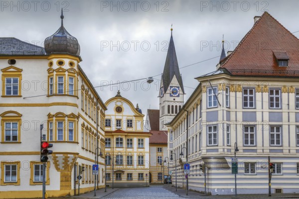 Historic houses on Leonrodplatz in Eichstatt, Germany, Europe