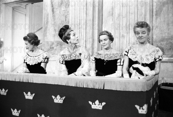 Estelle Bernadotte. Born Estelle Romaine Manville. 1894-1984. She was married to count Folke Bernadotte. Pictured sitting second from the left when attending the opening of the swedish parliament 1966