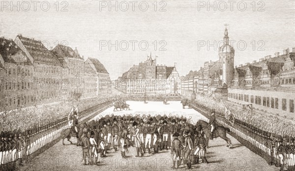 The monarchs and generals at the market place in Leipzig on 19.10.1813, Battle of the Nations, German Wars of Liberation