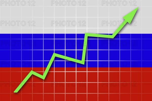 The Russian flag and arrow graph going up