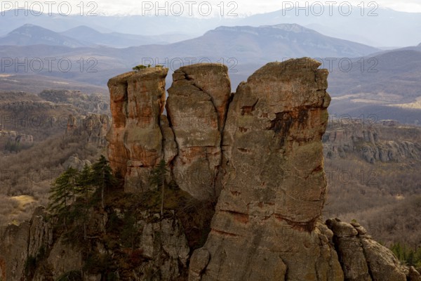 The Belogradchik Rocks are a group of strangely shaped sandstone and conglomerate rock formations located on the western slopes of the Balkan Mountains near the town of Belogradchik, Bulgaria, Europe