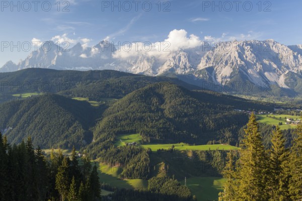 View from mountain to the valley near the Schladming city in Austria