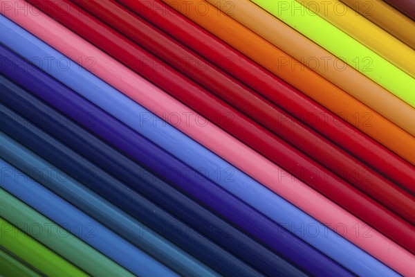 Detail of rainbow colorful Pencil on the table