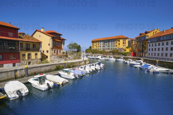 Llanes village port marina in Asturias of Spain