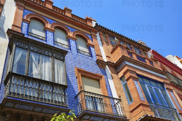 Triana barrio facades in Seville Andalusia Spain Sevilla