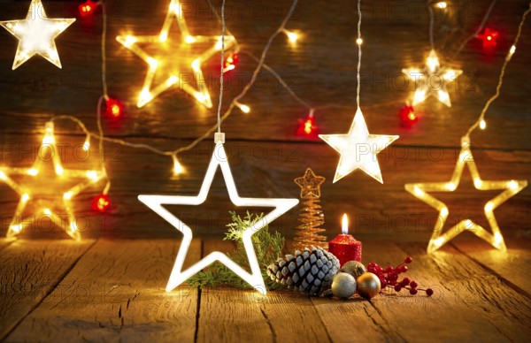 Christmas snowflake star vintage rustic wooden background decoration