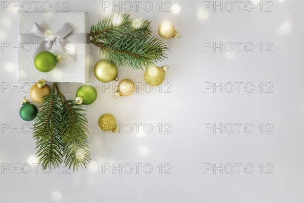 A Christmas decoration white background with gift box
