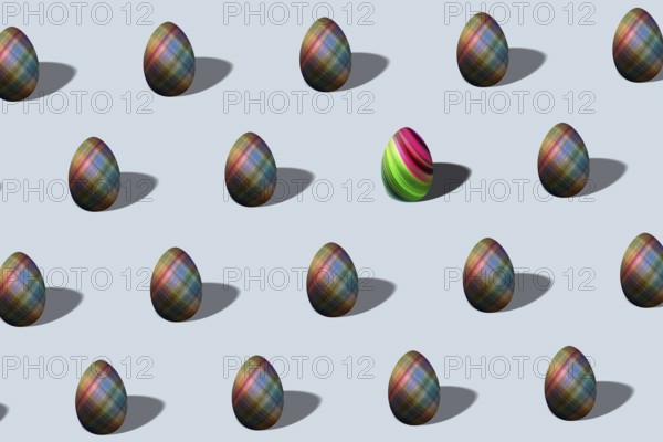 Colorful Easter egg pattern made, multicolored Egg, Minimal Easter concept