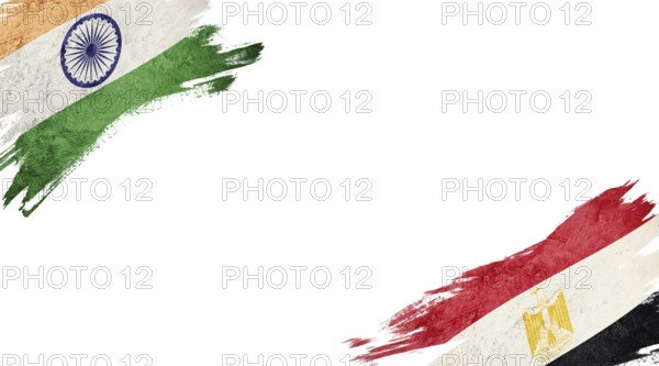Flags of India and Egypt on White Background