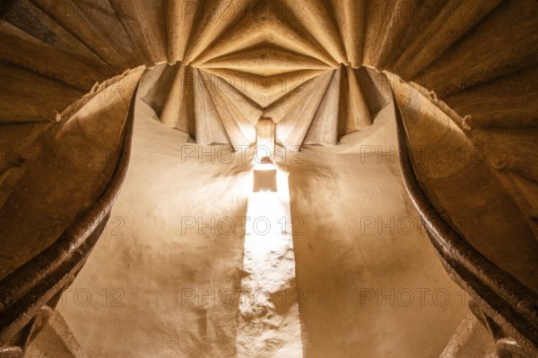 Double spiral staircase, architectural masterpiece of the late Gothic period, Graz Castle, Graz, Styria, Austria, Europe