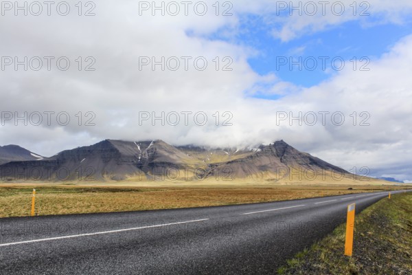 Cloudy mountains at a road in Snaefellsnes National Park