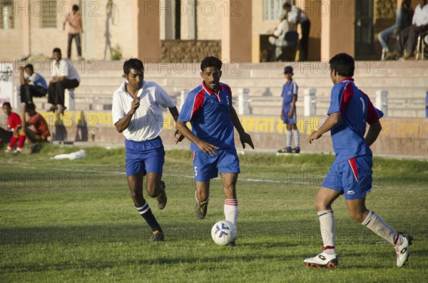 Players playing soccer game at Jodhpur India