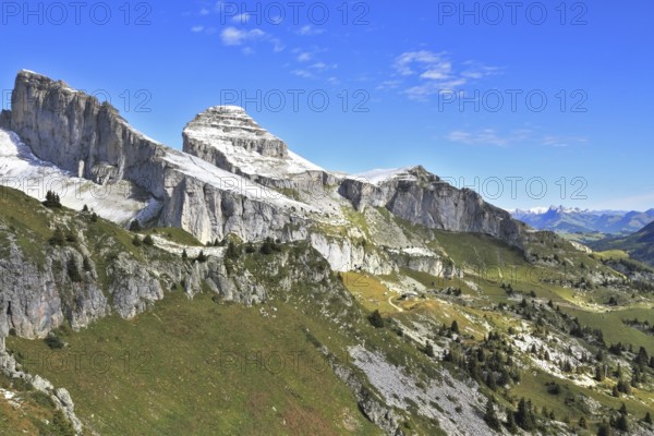 Swiss Alps in early fall. Cold sharp rocks slightly sprinkled with the first snow