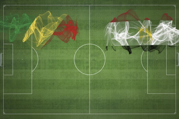 Republic of the Congo vs Egypt Soccer Match, national colors, national flags, soccer field, football game, Competition concept, Copy space