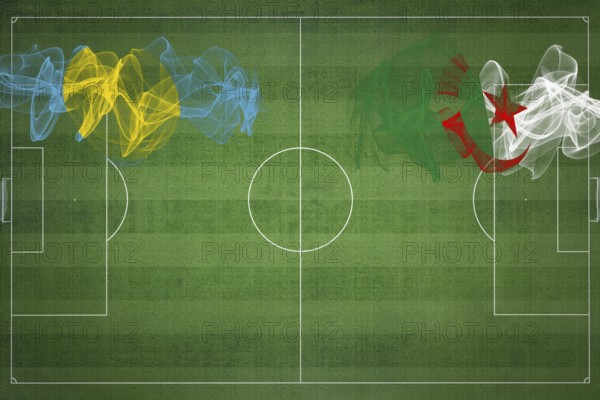 Palau vs Algeria Soccer Match, national colors, national flags, soccer field, football game, Competition concept, Copy space