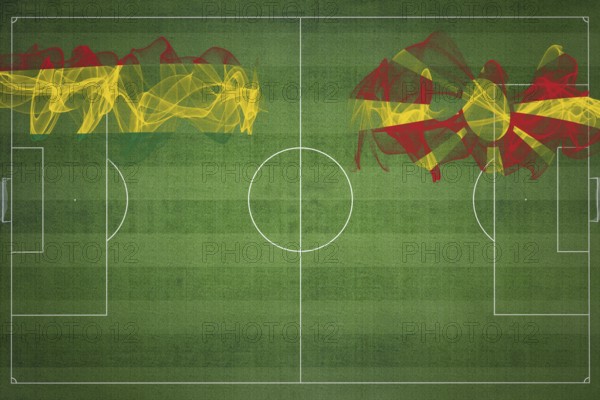 Bolivia vs North Macedonia Soccer Match, national colors, national flags, soccer field, football game, Competition concept, Copy space