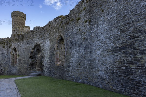 Conwy Castle, courtyard and towers, Conwy, Wales, Great Britain