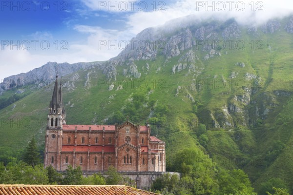 Covadonga Catholic sanctuary Basilica church in Asturias at Cangas de Onis