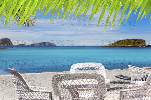 Ibiza Patja des Canar beach with turquoise water in Balearic islands