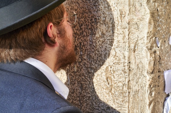 Jerusalem Israel. Orthodox jews praying at the wailing wall