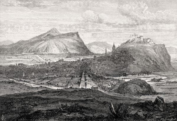Cityscape of Edinburgh from the north in 1693, Scotland, United Kingdom, Europe