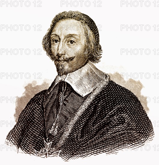Portrait of Armand Jean du Plessis, cardinal-duc de Richelieu et de Fronsac, 1585 - 1642, a French clergyman, noble and statesman, Portrait von Armand-Jean du Plessis, Premier Duc de Richelieu, 1585 - 1642, Kardinal Richelieu, ein französischer Aristokrat, Kirchenfürst und Staatsmann