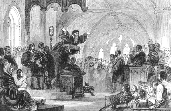 John Knox, c. 1514-1572, Scottish leader of the Protestant Reformation, preaching at St Andrews, Scotland, United Kingdom, Europe