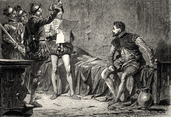 ACT V., SCENE IV., Egmont in prison, Silva, Ferdinand, scene from EGMONT by Johann Wolfgang von Goethe