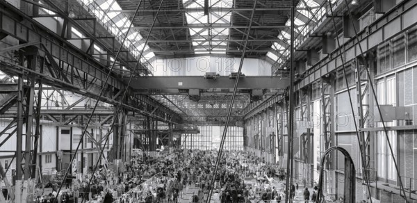 People visit and go shopping in the Great Market Hall on July in Budapest, Hungary. Great Market Hall is the largest indoor market in Budapest, it was built 1896