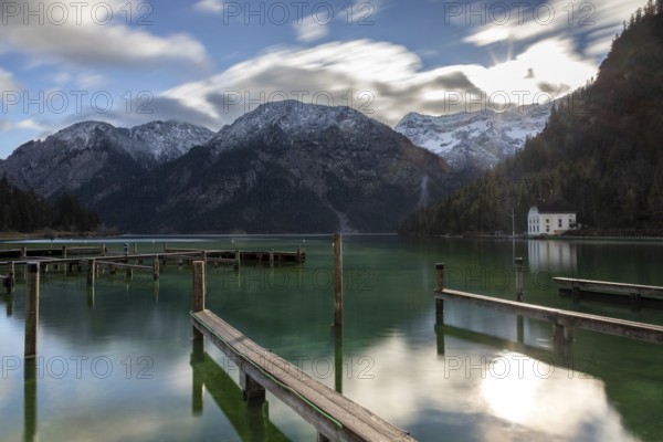 Cold morning at Plansee near Reutte, Tyrol, Austria, Europe