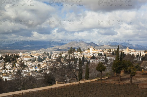 View from Granada to Sierra Nevada, Spain, Europe