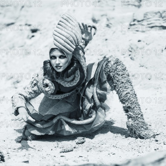 Beautiful girl in a desert