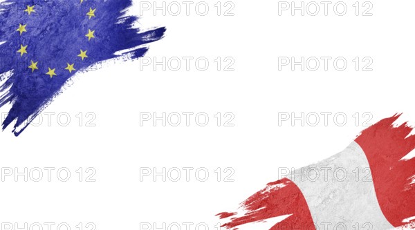Flags of Europe Union and Peru on White Background