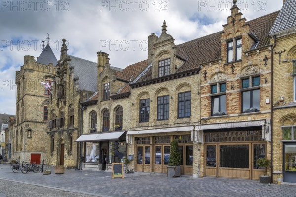 Historical houses on Veurne market square, Belgium, Europe