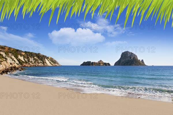 Es vedra island of Ibiza view from Cala d Hort in Balearic islands