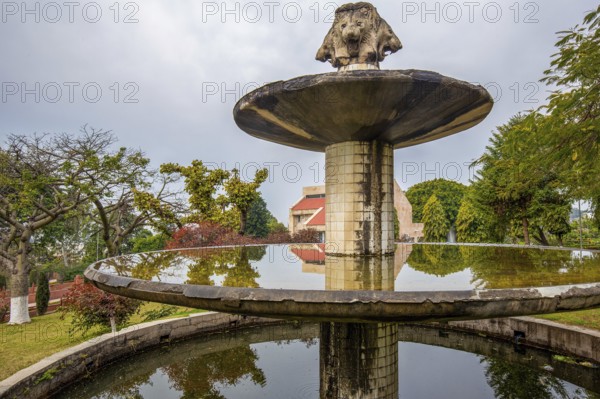 Amazing fountain (pool) with reflections in Bagh-E-Bahu, Jammu and Kashmir state